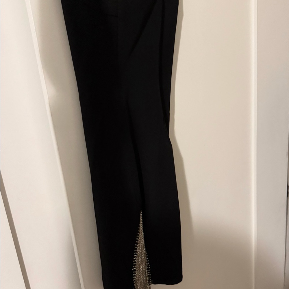 Fore Black Spaghetti-Strap Mini Dress with Side Fringe Detail - Picture 5 of 6